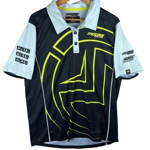 Moose Racing Pit Crew Shirt Mens Large Black Motocross Short Sleeve Collared